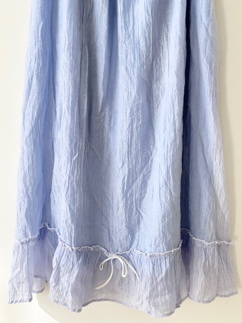 Light Blue Gauzy Ruffle Hem Maxi Skirt - Picture 4 of 16